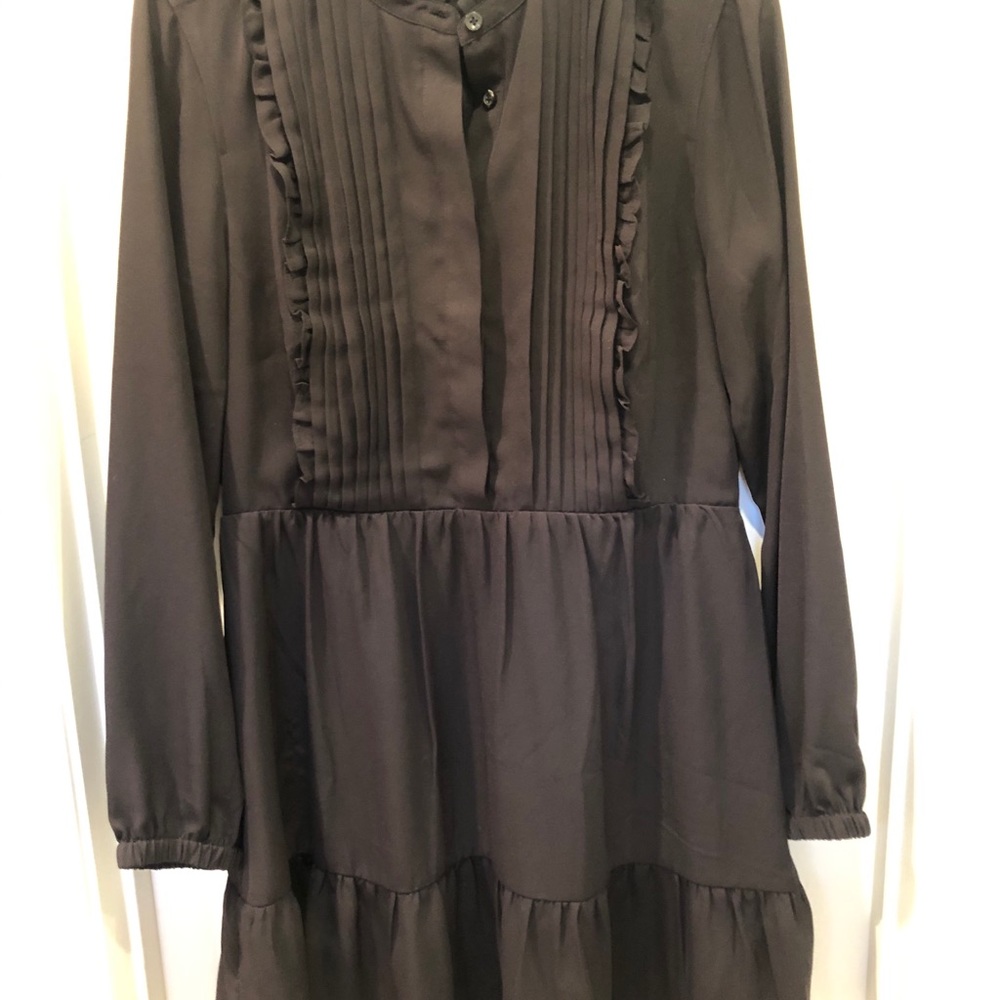 J Crew Factory black chiffon tuxedo dress